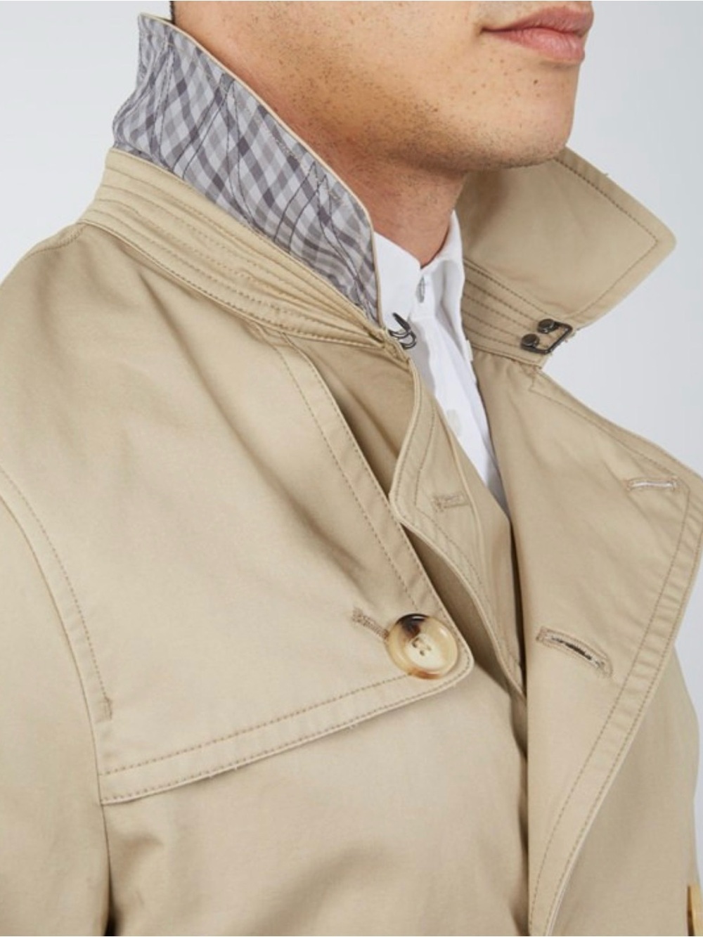 Ben Sherman Tan Double-Breasted Trench Coat - Picture 4 of 12